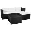 vidaXL Sofa Set Black and White Poly Rattan Medium Garden Lounge Set