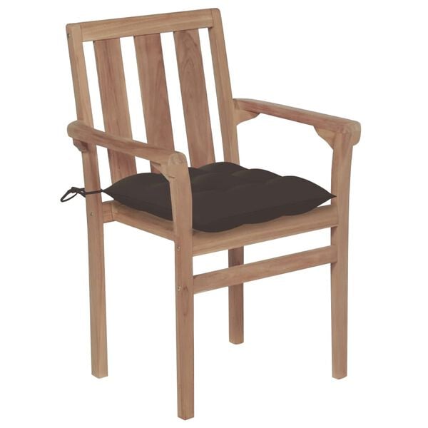 vidaXL Patio Chair Set of 4 Warm teak Teak wood Standard Stackable