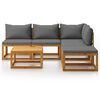 vidaXL Garden Lounge Set Dark Grey, Acacia Wood Natural