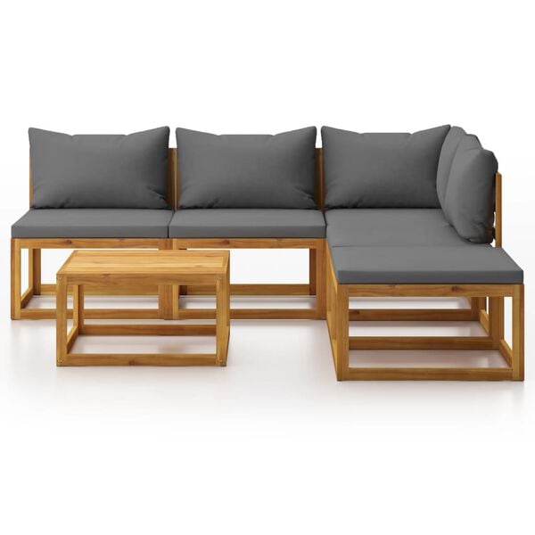 vidaXL Garden Lounge Set Dark Grey, Acacia Wood Natural