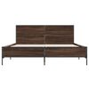 vidaXL Bed Frame Brown Oak Engineered Wood, Metal King Size Bed Frame