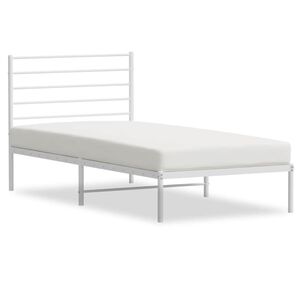 vidaXL Bed Frame White Powder-Coated Steel Single Traditional Durable