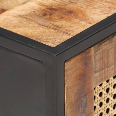 vidaXL Bedside Cabinet 15.7"x11.8"x19.7" Rough Mango Wood and Natural Cane