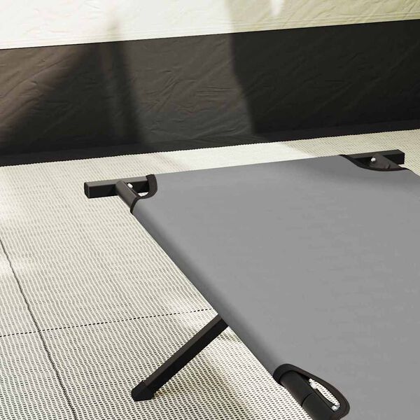 vidaXL Folding Camping Bed Grey 75.98 x 27.17 x 17.72 in Oxford fabric