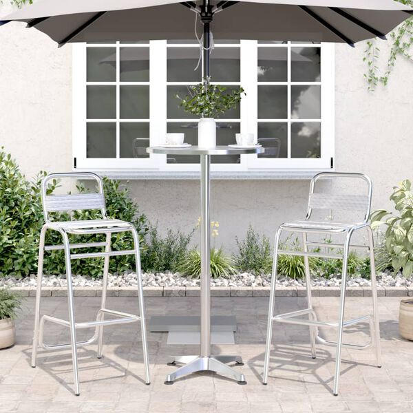 vidaXL Outdoor Bar Table Silver Aluminum, Stainless Steel Small
