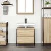 vidaXL Bathroom Basin Cabinet Sonoma Oak Engineered Wood, Steel Medium