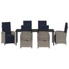 vidaXL Garden Dining Set with Cushion 7 pcs Grey Poly Rattan