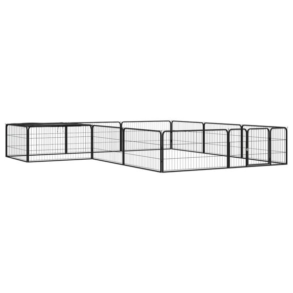 vidaXL Dog Playpen Black Powder-coated steel, Polyethylene