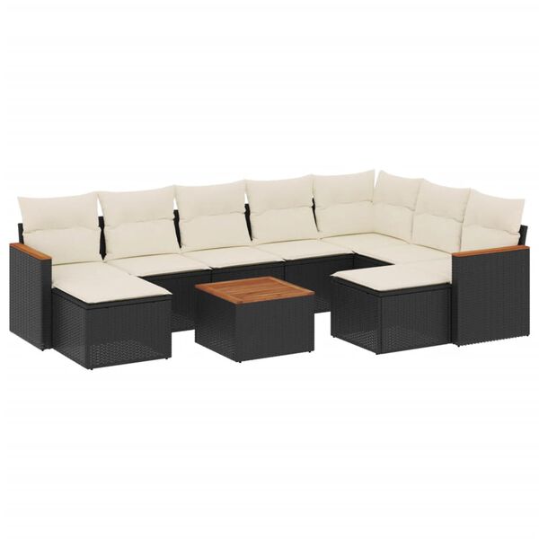 vidaXL Garden Sofa Set Black PE rattan Large Modular Garden Sofa Set
