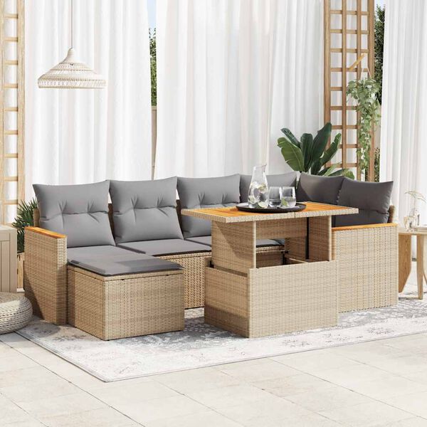 vidaXL Garden Sofa Set Beige, Light Grey