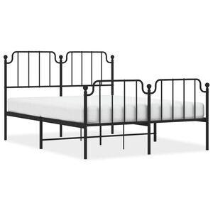 vidaXL Bed Frame Black Powder-coated steel Double Bed Frame