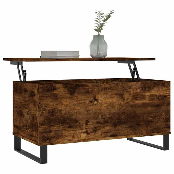 vidaXL Coffee Table Smoked oak Engineered wood Medium Height-Adjustable