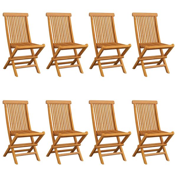 vidaXL Patio Chair Set of 8 Wine red, Teak Teak wood, Polyester Regular