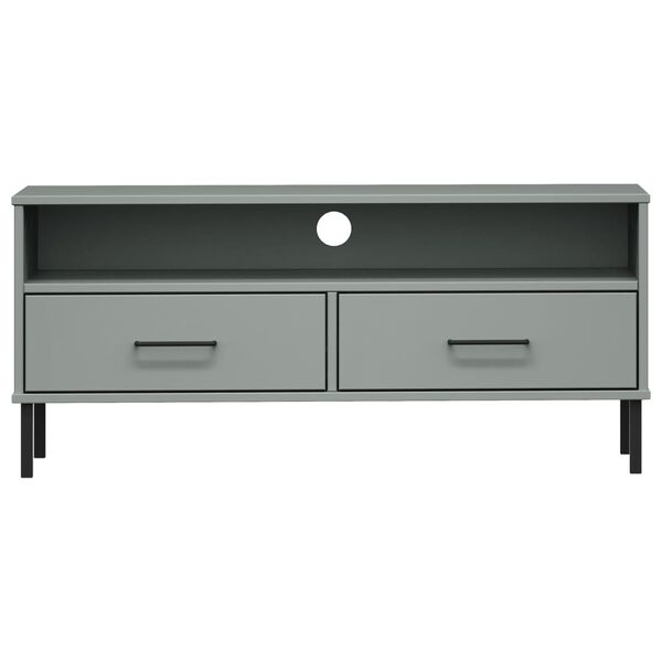 vidaXL TV Cabinet Grey Solid Pine Wood TV Cabinet Rectangular