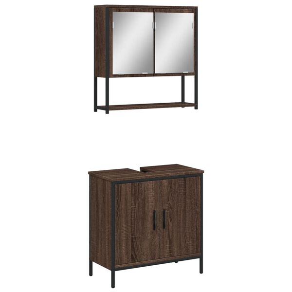 vidaXL Bathroom Furniture Set Brown Oak