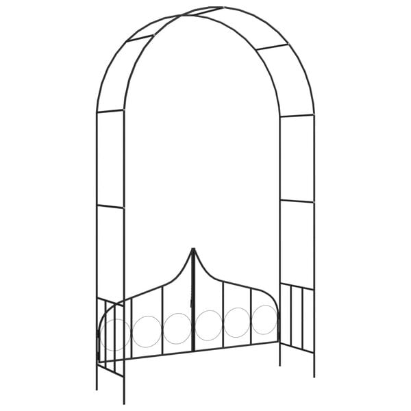vidaXL Garden Arch Black Powder-coated iron Large Sturdy Garden Arch