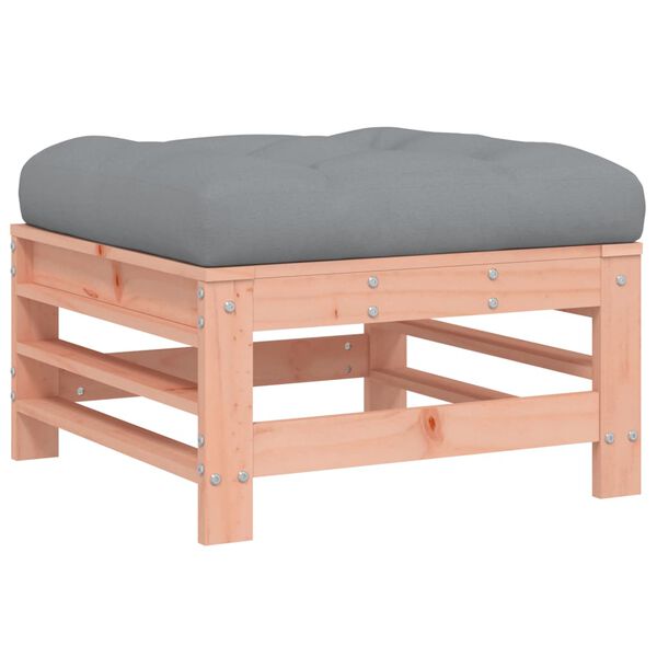 vidaXL Garden Footstool Wood: Natural, Cushion: Grey Solid Douglas wood