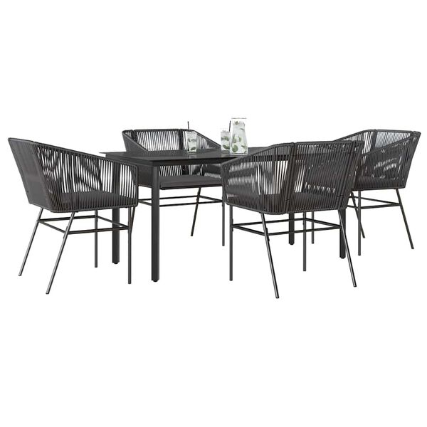 vidaXL Garden Dining Set Black and Dark Grey