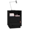 vidaXL Bedside Cabinet Black Solid pine wood, faux leather