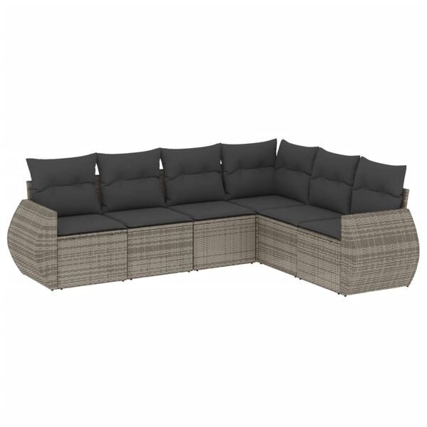 vidaXL Garden Sofa Set Grey PE rattan, powder-coated steel Large Modular
