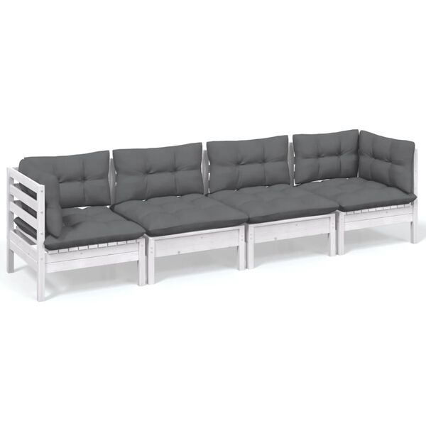vidaXL Garden Lounge Set White Solid pinewood Medium Modular