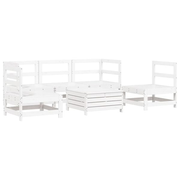 vidaXL Garden Sofa Set White Solid Pine Wood Large Modular
