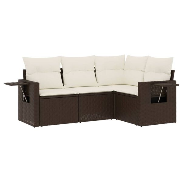 vidaXL Garden Sofa Set Brown PE rattan, powder-coated steel, polyester