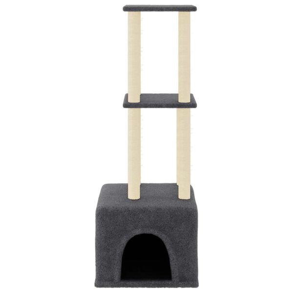vidaXL Cat Tree Dark grey Engineered wood, Plush, Sisal Large Modern