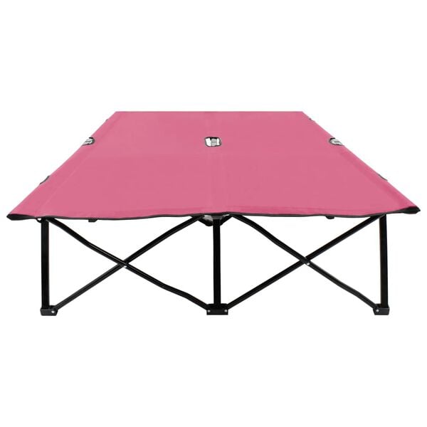 vidaXL Sun Lounger Pink 600D polyester with PE coating, Powder-coated steel