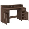 vidaXL Desk with LED Lights Brown Oak 55.1x21.7x35.8" Engineered Wood