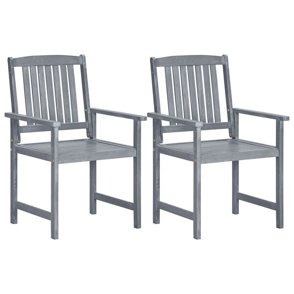 vidaXL Outdoor Chair Set of 2 Grey Solid Acacia Wood Standard Durable