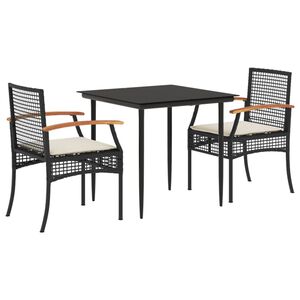 vidaXL Garden Dining Set Black, Cream White