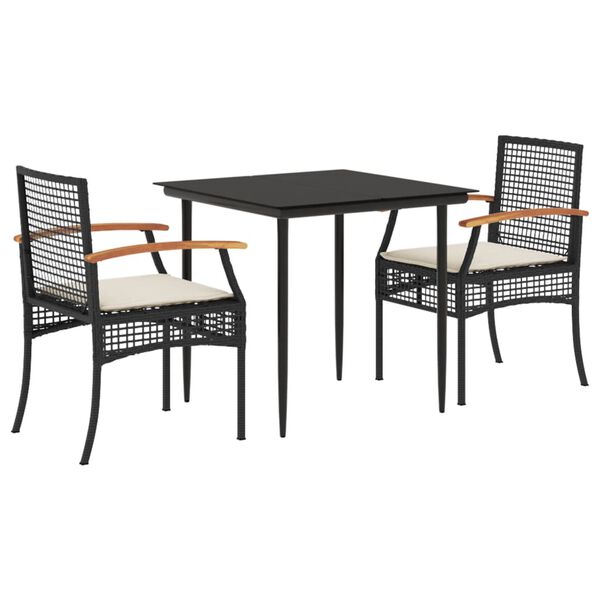 vidaXL Garden Dining Set Black, Cream White