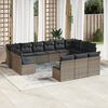 vidaXL Garden Sofa Set Grey PE rattan, powder-coated steel, 100% polyester