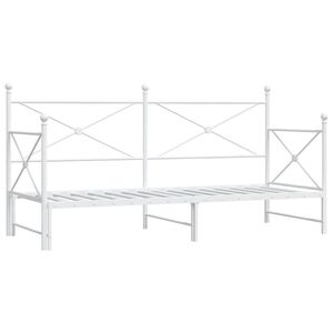 vidaXL Daybed With Trundle White Steel Double