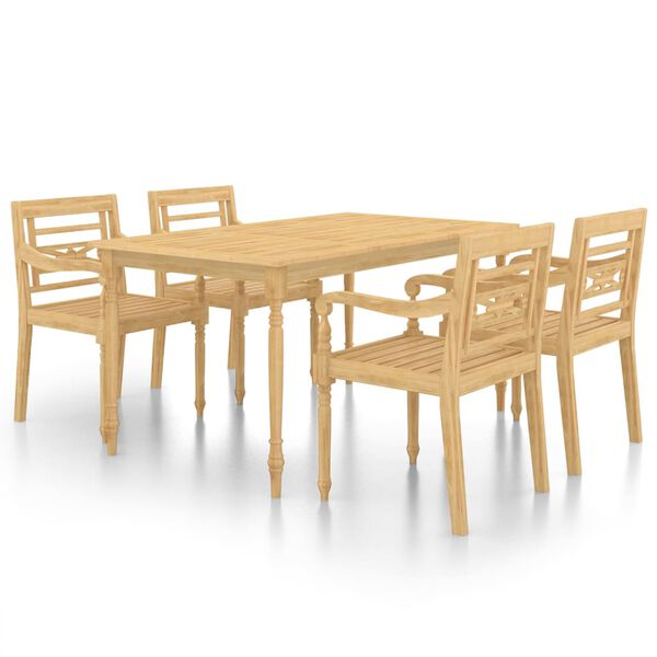 vidaXL 5 Piece Patio Dining Set Solid Teak Wood