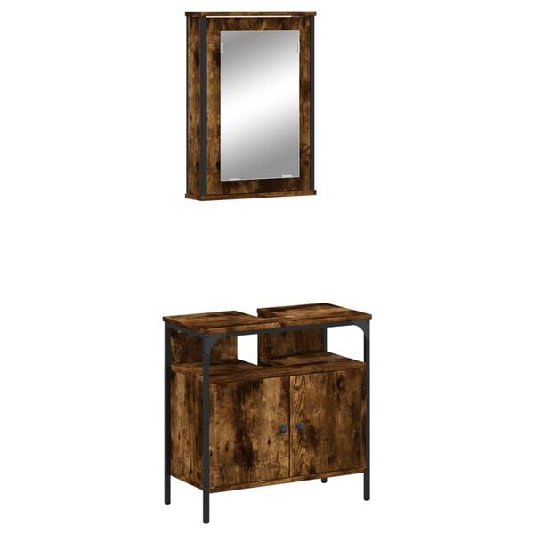 vidaXL Bathroom Furniture Set Smoked Oak