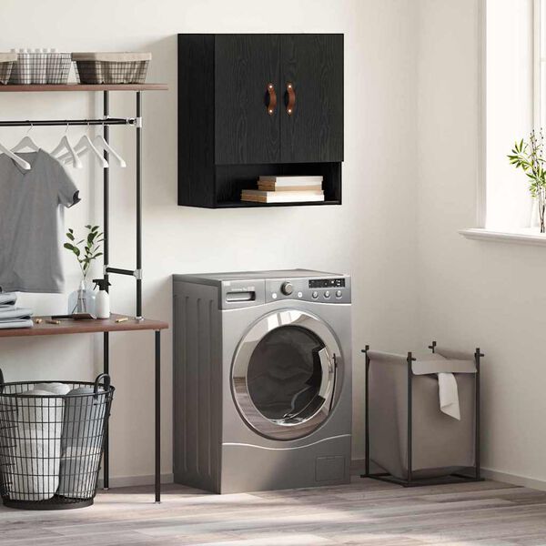 vidaXL Wall Cabinet Black oak 60 x 31 x 70 cm Engineered wood