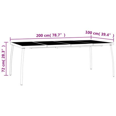 vidaXL Patio Table Anthracite 78.7"x39.4"x28.3" Steel Mesh