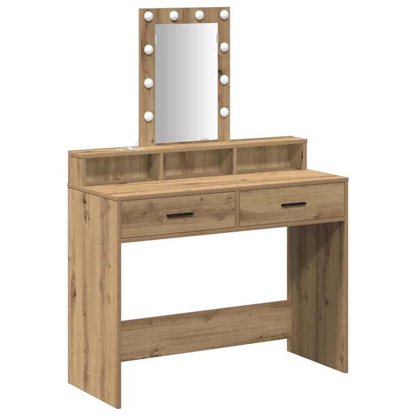 vidaXL Dressing Table Brown 39.37 x 16.14 x 55.12 in Engineered Wood