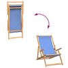vidaXL Beach Chair Blue Teak wood, Polyester Medium Foldable