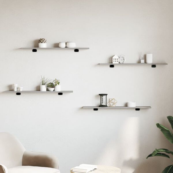 vidaXL Wall Shelf Set of 4 Grey Sonoma Engineered Wood