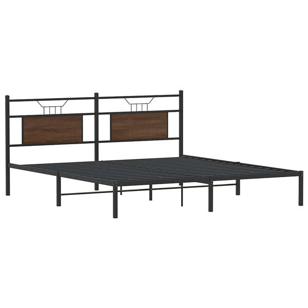 vidaXL Bed Frame Smoked oak Engineered wood and steel Double Bed Frame