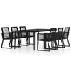 vidaXL Dining Set Black Powder-coated steel, glass, PVC rattan