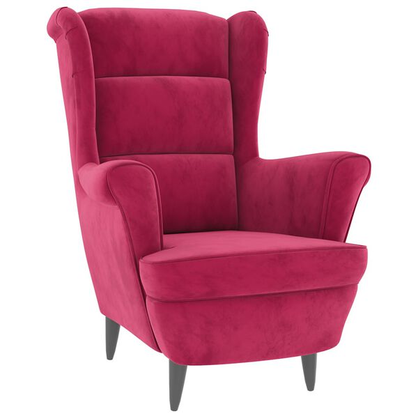 vidaXL Armchair Wine Red Velvet, Plywood Standard Durable Armchair