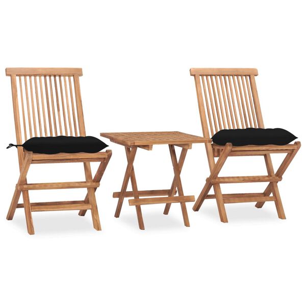 vidaXL Patio Dining Set Set of 2 Teak brown Teak wood, Polyester Compact
