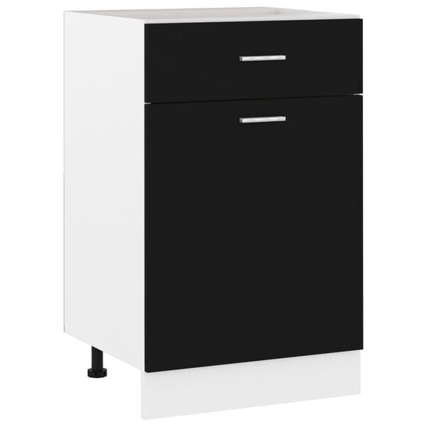 vidaXL Drawer Bottom Cabinet Black Engineered Wood 19.7 x 18.1 x 32.1 in