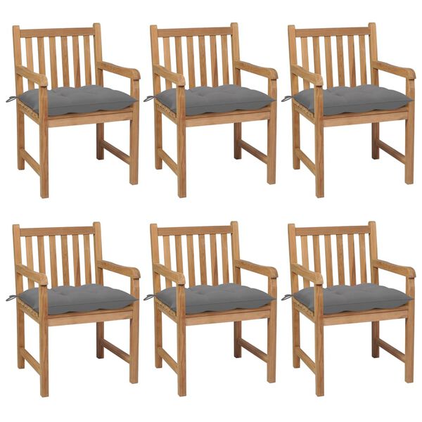 vidaXL Garden Chair Set of 6 Teak Solid Teak Wood Standard