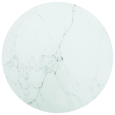 vidaXL Table Top White Ø 23.6"x0.3" Tempered Glass with Marble Design