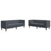 vidaXL Chesterfield Sofa Set Dark gray Velvet, Foam, Wood Large